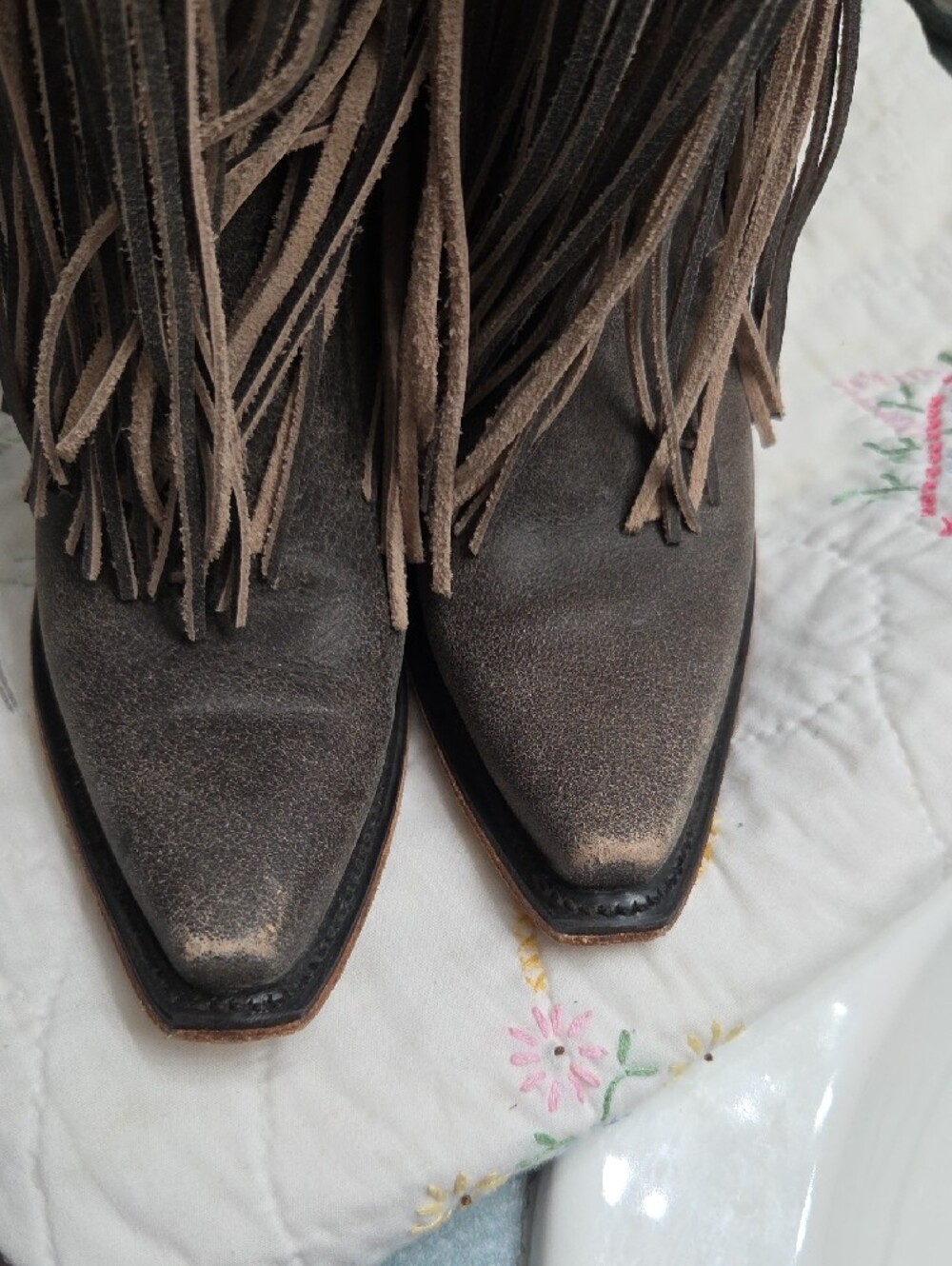 Junk Gypsy Suede Fringe Western Boots - Brown - Picture 5 of 8